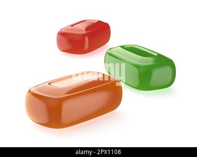 Colorful hard candies on white background Stock Photo