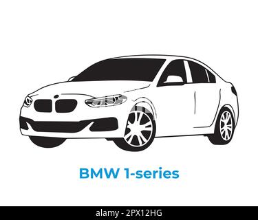 Vector silhouettes, icons of BMW brand cars Stock Vector