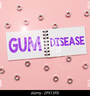 Text caption presenting Gum Disease, Internet Concept Inflammation of the soft tissue Gingivitis Periodontitis Stock Photo