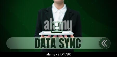 Text caption presenting Data Sync, Business idea data that is continuously generated by different sources Stock Photo