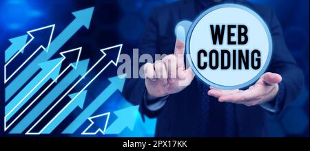 Writing displaying text Web Coding, Word Written on work involved in developing a web site for the Internet Stock Photo