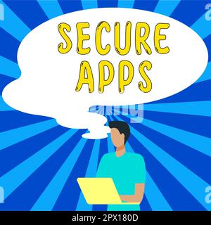 Text showing inspiration Secure Apps, Word Written on protect the device and its data from unauthorized access Stock Photo