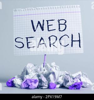Handwriting text Web Search, Word for software system designed to search for information on the web Stock Photo
