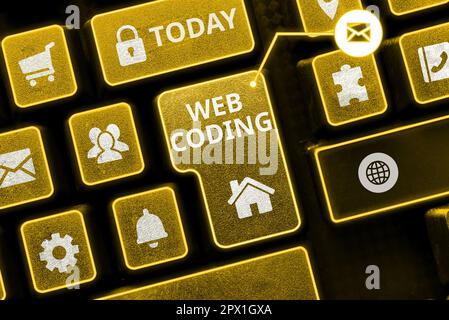 Text showing inspiration Web Coding, Internet Concept work involved in developing a web site for the Internet Stock Photo