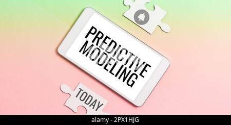 Conceptual caption Predictive Modeling, Business overview maintenance strategy driven by predictive analytics Stock Photo