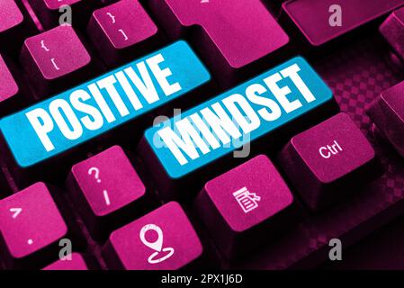 Conceptual caption Positive Mindset, Business approach mental and emotional attitude that focuses on bright side Stock Photo