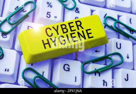 Text sign showing Cyber Hygiene, Business idea steps that computer users take to improve their cyber security Stock Photo