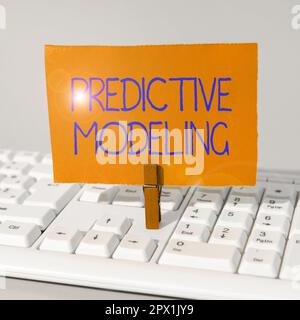 Conceptual caption Predictive Modeling, Internet Concept maintenance strategy driven by predictive analytics Stock Photo