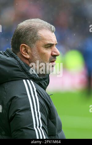 Ange Postecoglou, manager of Celtic FC at the start of the Scottish Cup semi-finals at Hampden Park, Glasgow, Scotland, UK Stock Photo