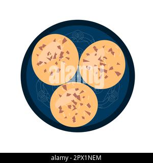 oatmeal cookies with chocolate chips on a plate Stock Vector