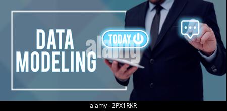 Conceptual display Data Modeling, Word Written on process of transferring data between data storage systems Stock Photo