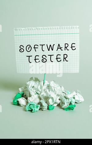 Text caption presenting Software Tester, Concept meaning implemented to protect software against malicious attack Stock Photo