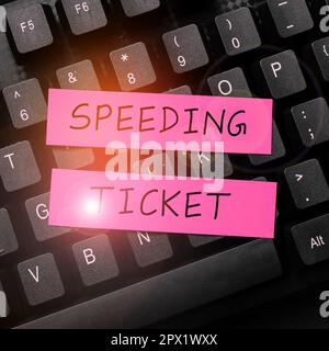 Sign displaying Speeding Ticket, Business concept psychological test for the maximum speed of performing a task Stock Photo