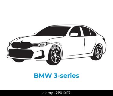 Vector silhouettes, icons of BMW brand cars Stock Vector