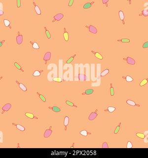 pastel colored ice popsicles toss vector pattern Stock Vector
