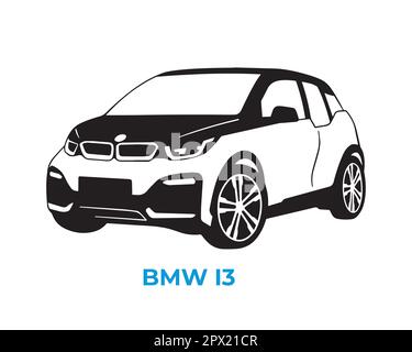 Vector silhouettes, icons of BMW brand cars Stock Vector