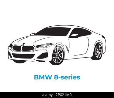 Vector silhouettes, icons of BMW brand cars Stock Vector