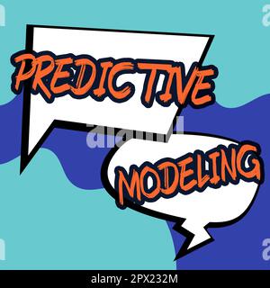 Text caption presenting Predictive Modeling, Business showcase maintenance strategy driven by predictive analytics Stock Photo