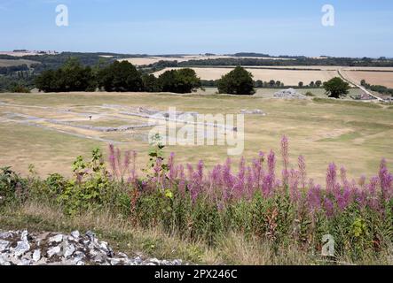 Ruins of Old Sarum cathedral in Salisbury on a summer afternoon, Wiltshire, England Stock Photo