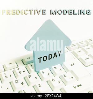Sign displaying Predictive Modeling, Word for maintenance strategy driven by predictive analytics Stock Photo