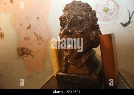 ISTANBUL, TURKEY - FEBRUARY 12: Chocolate design of Albert Einstein is in Pelit Chocolate Museum on February 12, 2018 in Istanbul, Turkey. Stock Photo