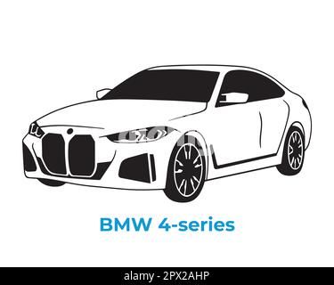 Vector silhouettes, icons of BMW brand cars Stock Vector