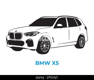 Vector silhouettes, icons of BMW brand cars Stock Vector