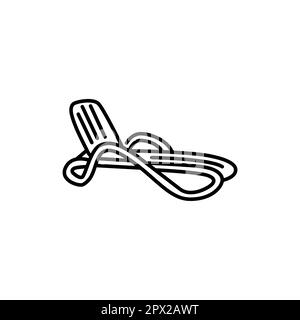 Beach deck chair black line icon. Pictogram for web page, mobile app, promo. Stock Vector