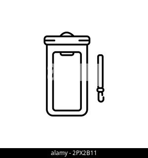 Waterproof phone case black line icon. Pictogram for web page, mobile app, promo. Stock Vector