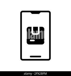 Order Package Online icon, order goods online using a smartphone. Stock Vector