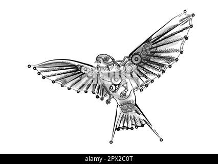 steampunk bird vector illustration isolated on white Stock Photo