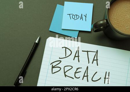 Handwriting text Data Breach, Business idea security incident where sensitive protected information copied Stock Photo