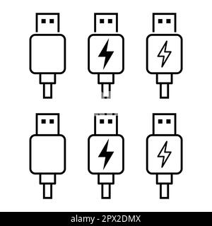 Conjunto de tecnología de icono de cable de enchufe USB, signo de conexión  del dispositivo, símbolo portátil electrónico, ilustración vectorial Imagen  Vector de stock - Alamy