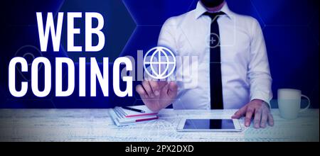 Handwriting text Web Coding, Word Written on work involved in developing a web site for the Internet Stock Photo