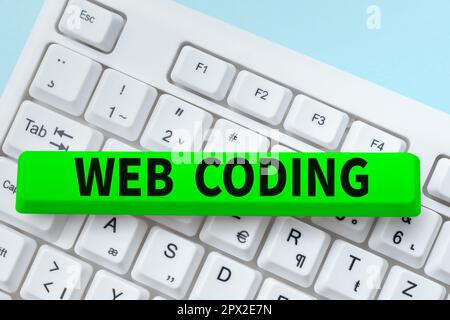 Conceptual display Web Coding, Word for work involved in developing a web site for the Internet Stock Photo
