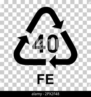 Steel recycling symbol FE 40 , metals recycling code FE 40 , vector ...