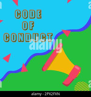 Writing displaying text Code Of Conduct, Business approach Ethics rules moral codes ethical principles values respect Stock Photo