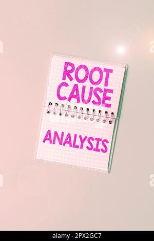 Conceptual caption Root Cause Analysis, Business overview Method of Problem Solving Identify Fault or Problem Stock Photo