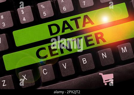 Writing displaying text Data Center, Business showcase a repository that houses computing facilities like servers Stock Photo