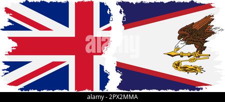 American Samoa and UK grunge flags connection, vector Stock Vector