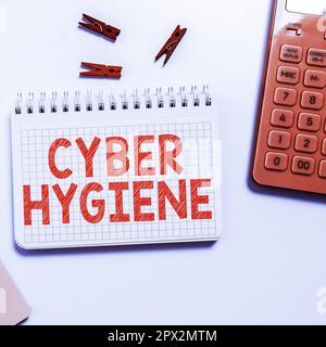 Text sign showing Cyber Hygiene, Business overview steps that computer users take to improve their cyber security Stock Photo