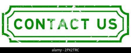 Grunge green contact us word rubber seal stamp on white background Stock Vector