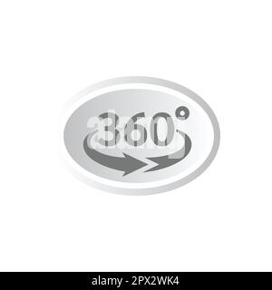 360 degrees view loop vector icon. Three hundred sixty neon electric and proton purple gradient sticker label. Stock Vector