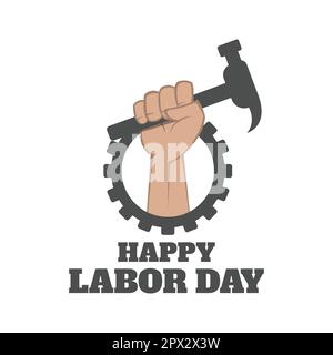 Happy labor day background. Labor Day celebration banner with text - Labor Day. Vector illustration Stock Vector