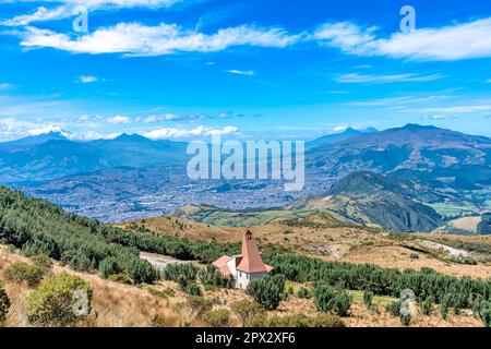 View of volcanoes and mountains above the city of Quito in Ecuador. High quality photo Stock Photo