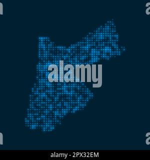 Jordan dotted glowing map. Shape of the country with blue bright bulbs. Vector illustration. Stock Vector