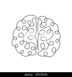Brain One line drawing on white background Stock Vector