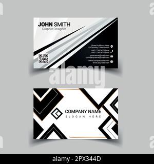 Professional business card design template for company or business. Two color simple but professional design. Compatible for business and personal use Stock Vector