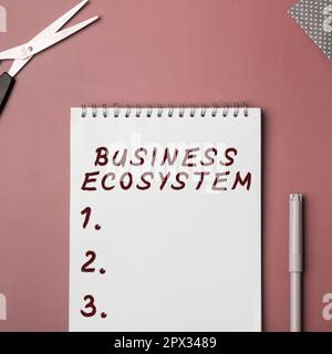 Conceptual caption Business Ecosystem, Word for Develop and Implement Organization Growth Opportunities Stock Photo