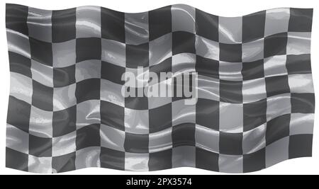 A racing black and white chequered silk flag fluttering in the breeze Stock Photo